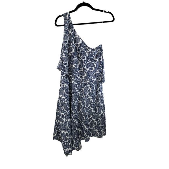 Banana Republic Women's One Shoulder Asymmetrical Hem Midi Dress Paisley Print 8 - Picture 2 of 10